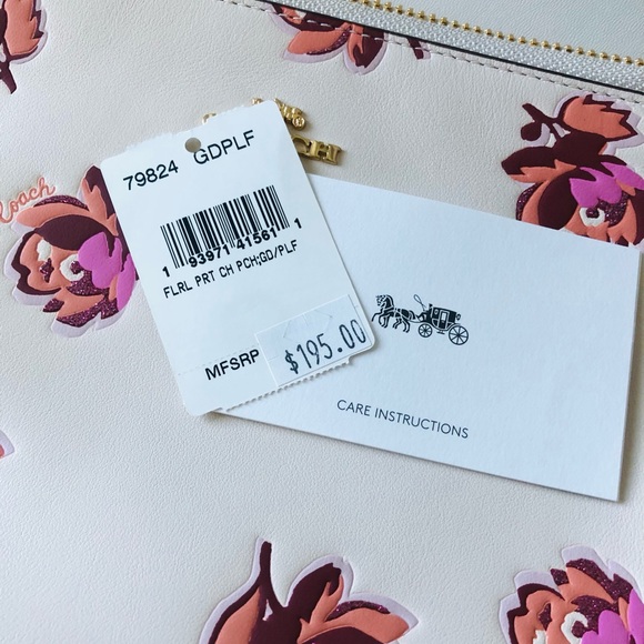 Coach Lamb Leather Clutch with Pink Floral Design - Picture 11 of 11